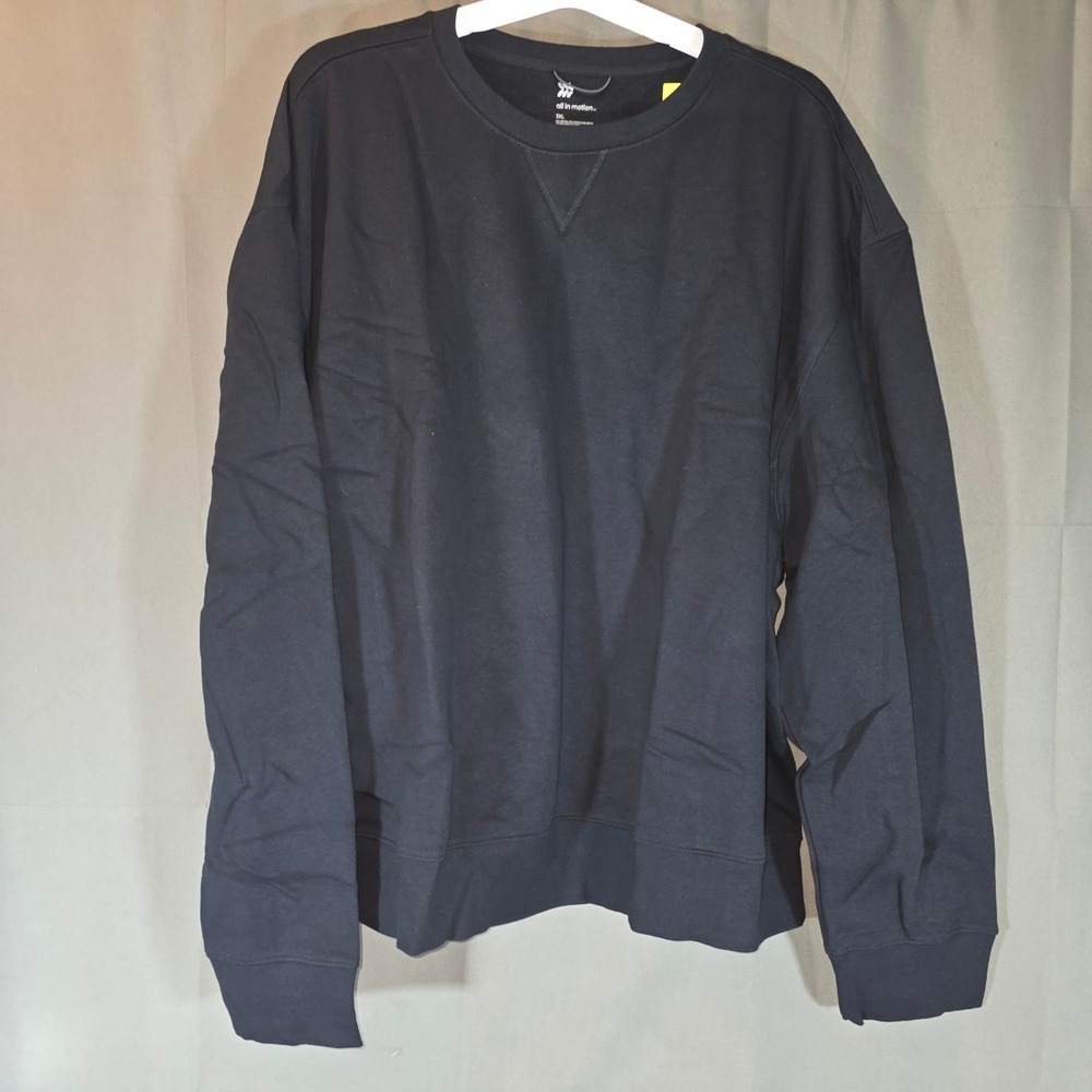 All in Motion Mens Fleece Crew Sweatshirt Black 3XL AIM21_01Y01-0225 New